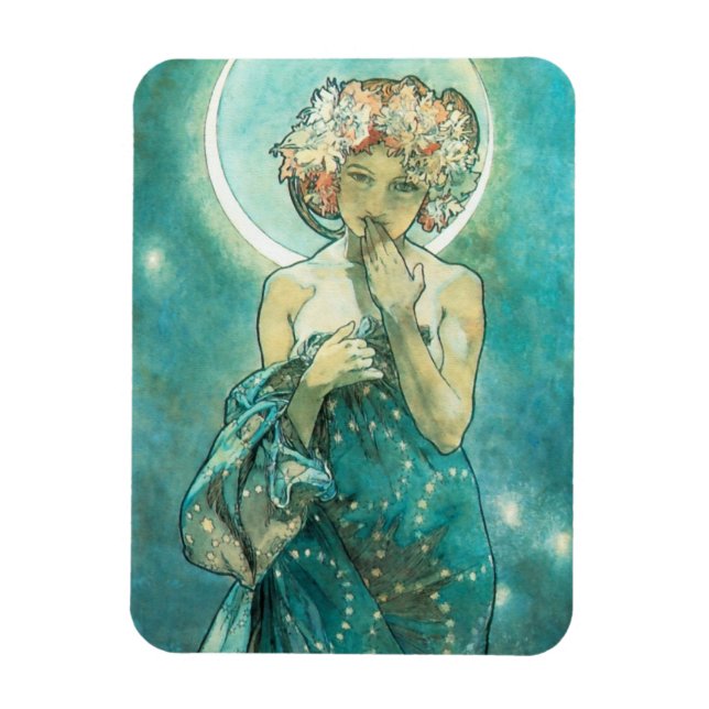 Imán Alphonse Mucha Moonlight Clair De Lune Art Nouveau (Vertical)