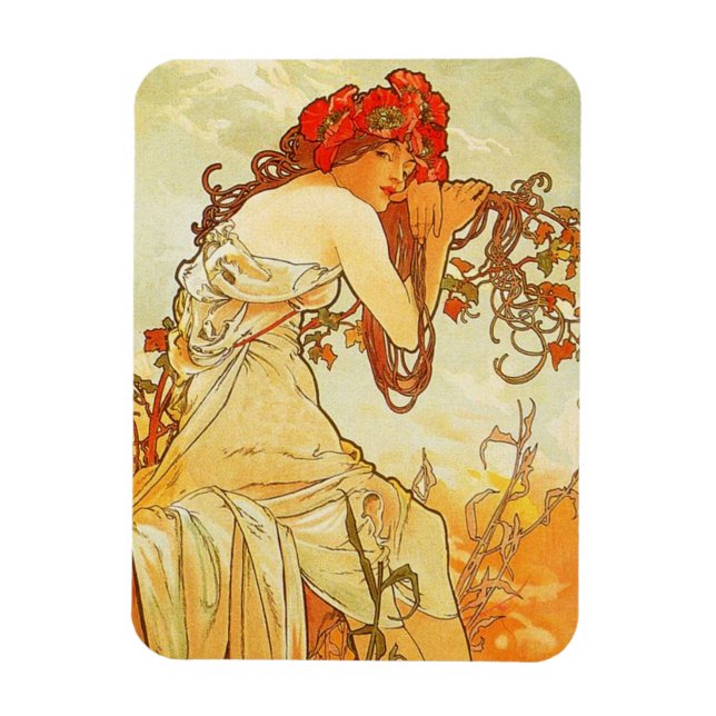 Imán Alphonse Mucha Summer Magnet (Vertical)