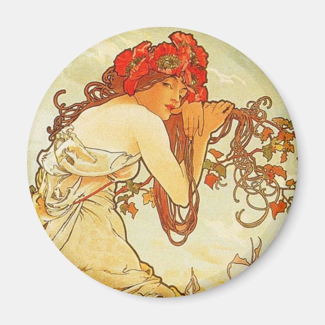 Imán Alphonse Mucha Summer Magnet (Frente)