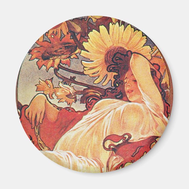 Imán Alphonse Mucha Sunflower (Frente)