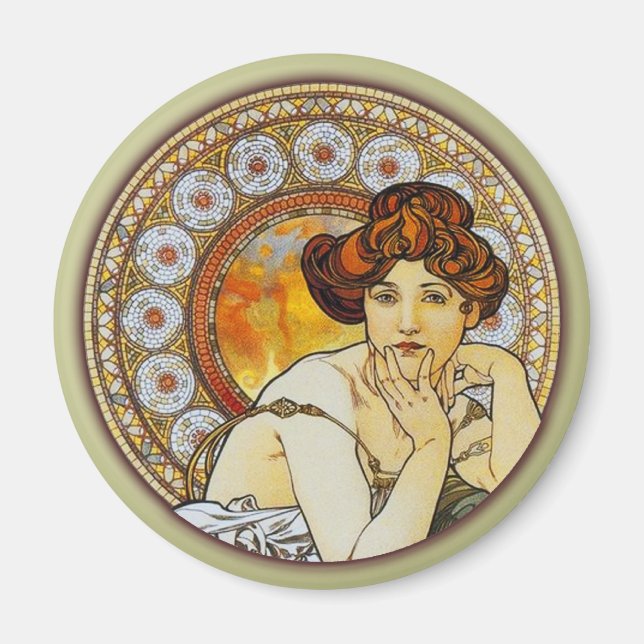 Imán Alphonse Mucha - Topaz (Frente)