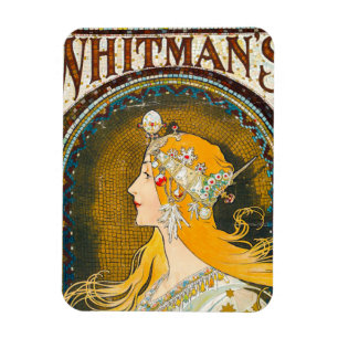 Imán Alphonse Mucha vincula el anuncio de Whitman