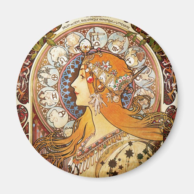 Imán Alphonse Mucha Zodiac (Frente)
