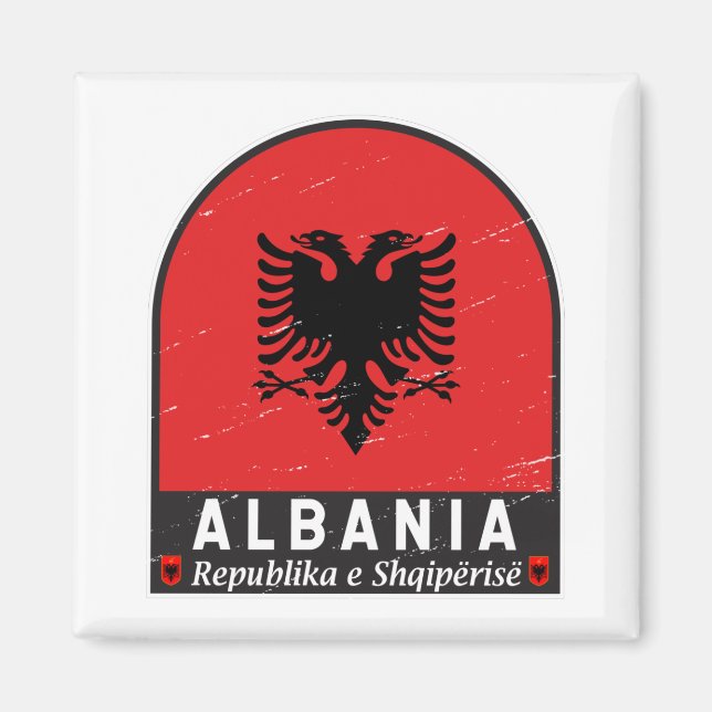 Imán Alteración de emblema de la bandera de Albania (Frente)