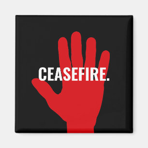 Imán Alto al fuego blanco negro rojo paro la mano contr