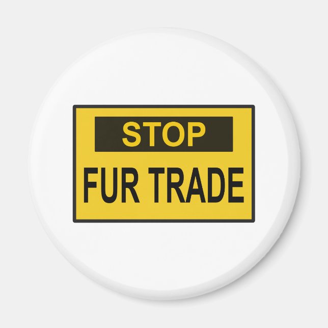 Imán Alto al Rótulo de comercio de pieles amarillo (Frente)