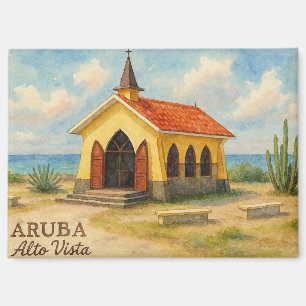 Imán Alto Vista Aruba acuarela