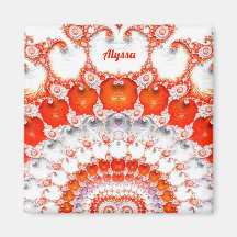ALYSSA ~ Patrón abstracto ~ Blanco Naranja rojo~