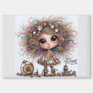 Imán Ama a ti mismo Quirky Steampunk Chica 8300 Magnet
