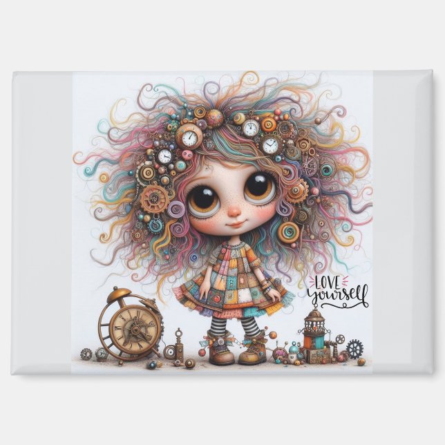 Imán Ama a ti mismo Quirky Steampunk Chica 8300 Magnet (Anverso)