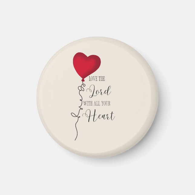 Imán Ama al Señor  & Globo del Corazón (Frente)