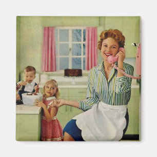 Imán Ama de casa retro y familia