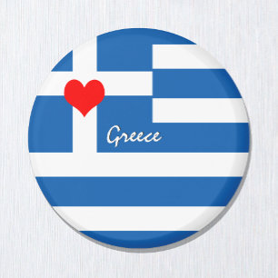 Imán Ama Grecia & Corazón, bandera griega, viaje /depor