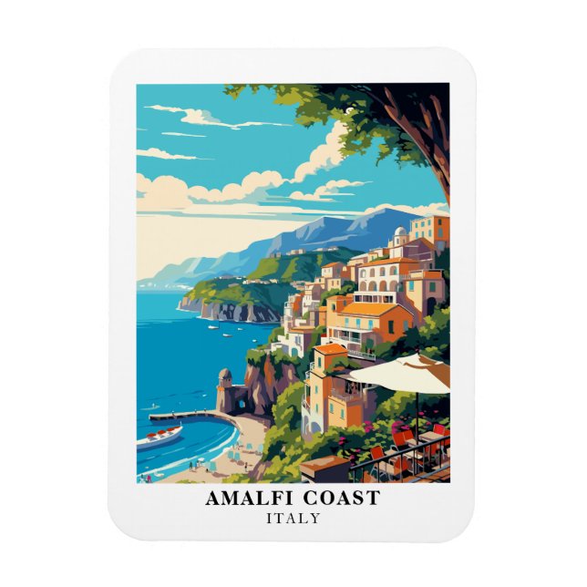 Imán Amalfi Coast Italy Retro Travel Souvenir  (Vertical)