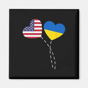 Imán Amando la bandera de Ucrania EE. UU. Corazón ucran