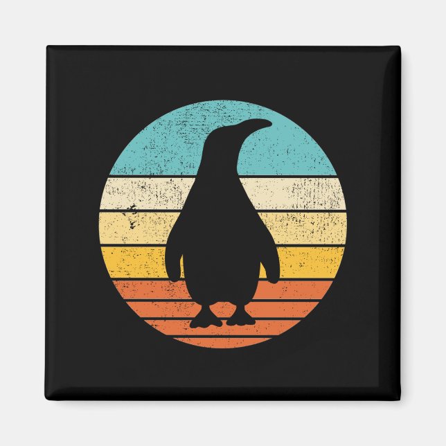 Imán Amanecer de la época de la retro del pingüino (Frente)