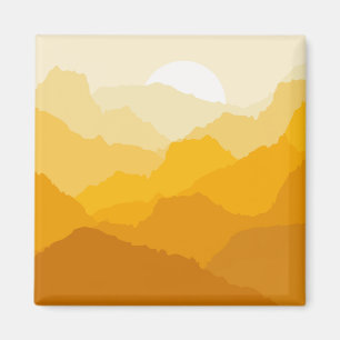 Imán Amanecer de montaña amarillo y naranja