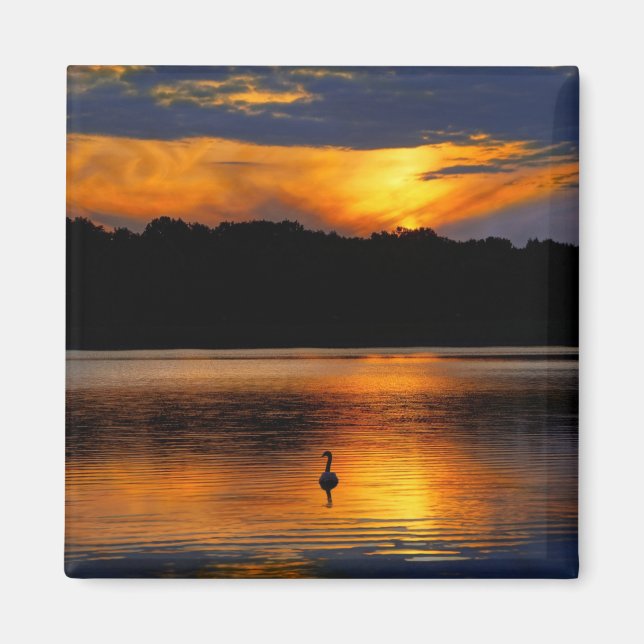 Imán Amanecer en el lago, fotografía escénica, (Frente)