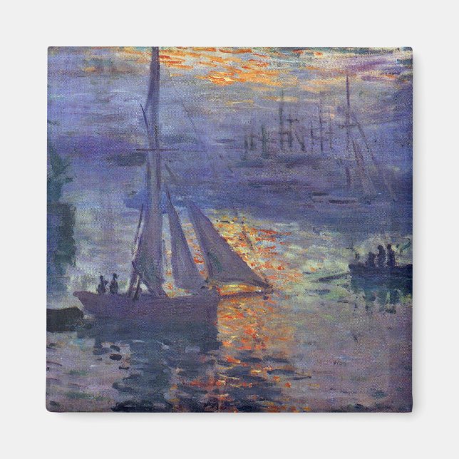 Imán Amanecer en el mar Arte de la pintura en velero de (Frente)