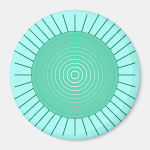 Imán Amanecer geométrico moderno - Verde acuático y mar
