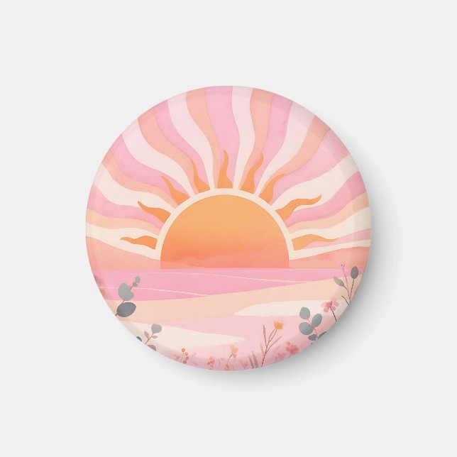 Imán Amanecer Pastel Boho Pradera (Frente)