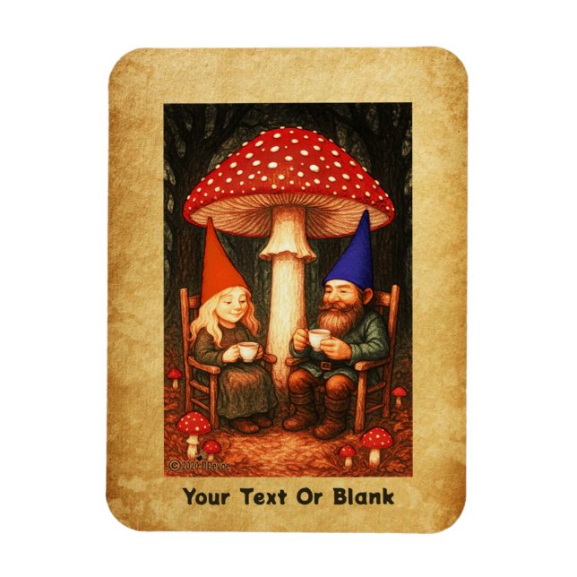 Imán Amanita Mushroom y Gnomes (Vertical)