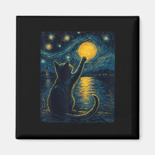 Imán Amante de Gatos Negros Noche Estrellada Vincent Va