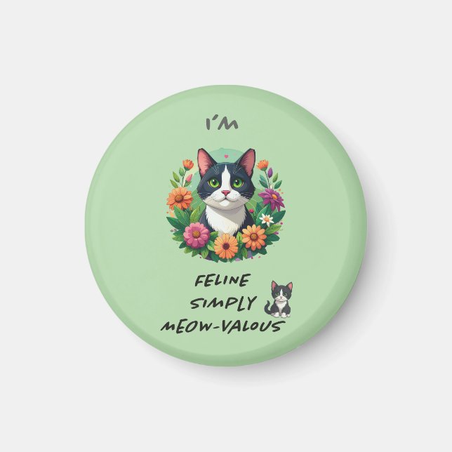 Imán Amante de los gatos FeLINE Simplemente MEOW-VA-LOS (Frente)