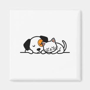 Imán Amante de mascotas divertidas: gato y perro lindos