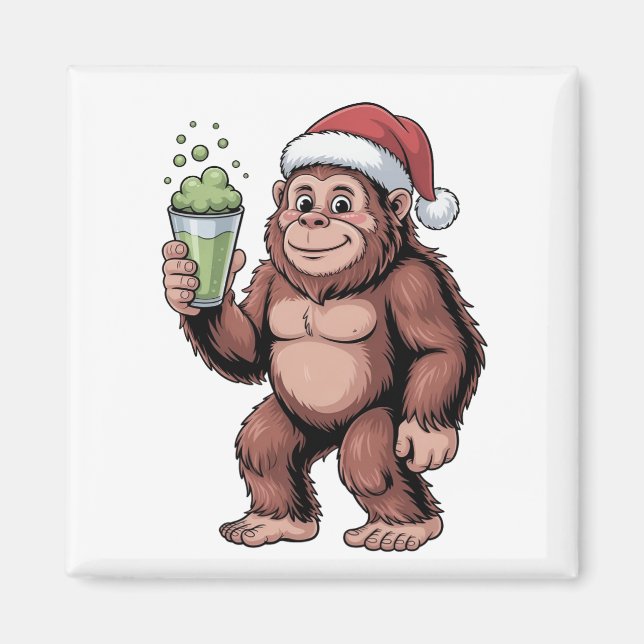 Imán Amante de Matcha de Bigfoot Navidad Sasquatch  (Frente)
