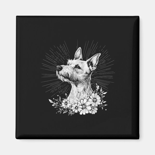 Imán Amante de perro Fox Terrier de estilo de tatuaje r (Frente)