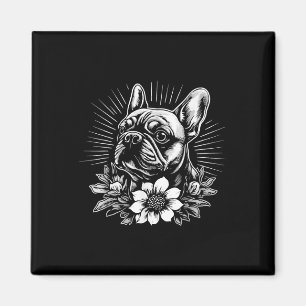 Imán Amante de perros estilo tatuaje retro de Bulldog F