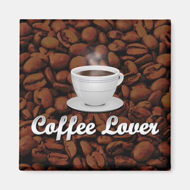 Imán Amante del café, frijol blanco/frijol (Frente)
