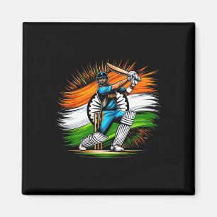 Imán Amante del cricket de la bandera india Fan Orgullo