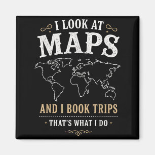 Imán Amante del mapa de viaje: miro mapas y reservo via