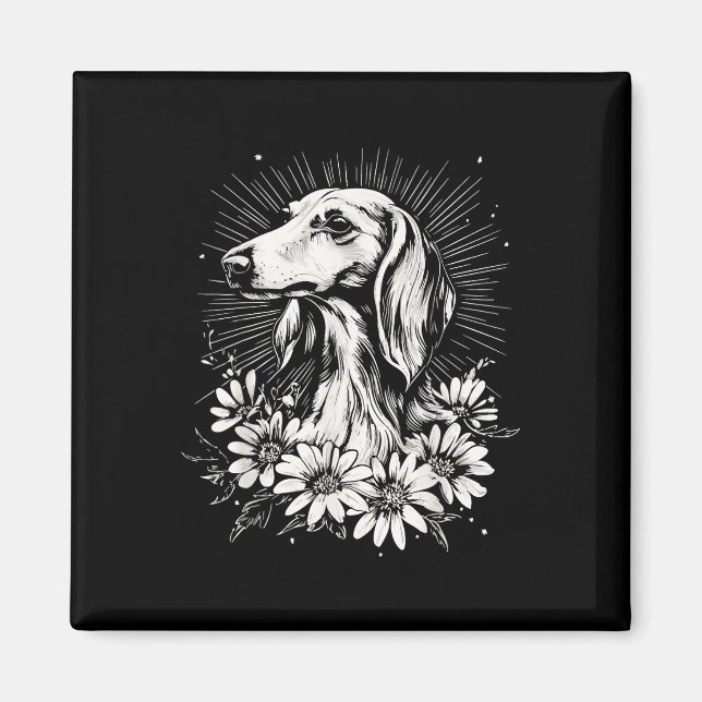 Imán Amante del perro Saluki tatuaje de estilo retro (Frente)