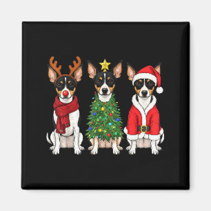 Imán Amante del perro terrier de rata de Navidad retro 