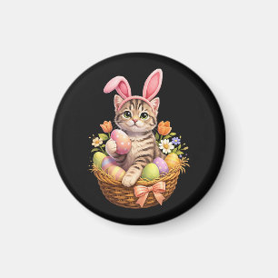 Imán Amantes de Gatitos Adorables Feliz Pascua Gato