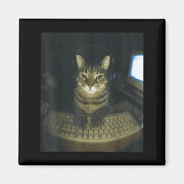 Imán Amantes de gatos gamers serios divertidos meme de  (Frente)