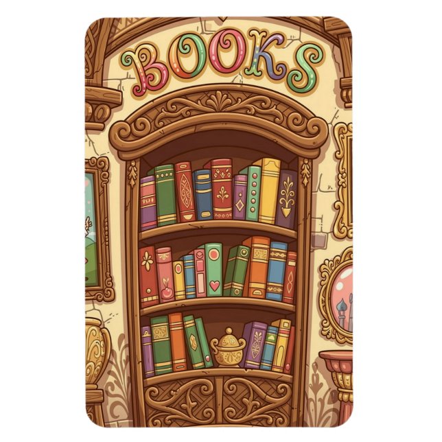 Imán Amantes de los libros Estante de libros de dibujos (Vertical)