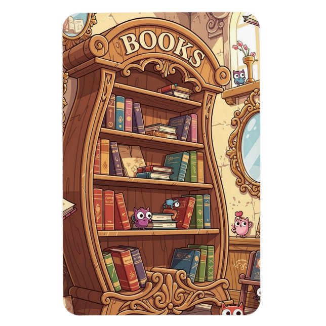 Imán Amantes de los libros Estante de libros de dibujos (Vertical)
