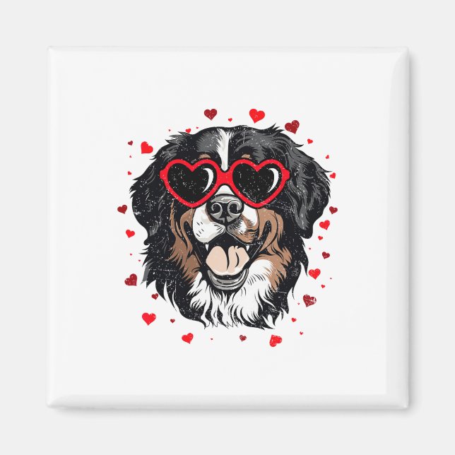 Imán Amantes de perros lindos corazón de San Valentín d (Frente)