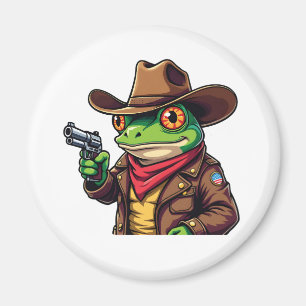 Imán Amantes de rana occidental de Kawaii Cowboy gracio