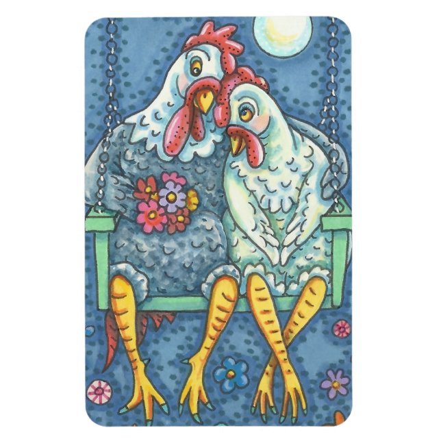 Imán AMANTES DE ROOSTER Y HEN, CHICKEN MAGNET Grande (Vertical)