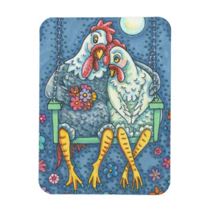 Imán AMANTES DE ROOSTER Y HEN, Rectángulo DE MAGNET CHI