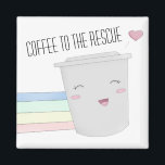 Imán Amantes del café lindo superhéroe arcoiris<br><div class="desc">Los amantes del café adorables superhéroes sacan a relucir el personaje de un café chibi.</div>