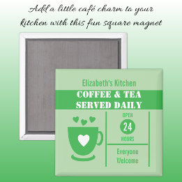 Imán Amantes del café nombre personalizado blanco verde