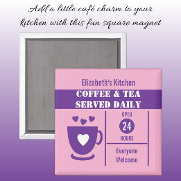 Imán Amantes del café nombre personalizado rosa púrpura