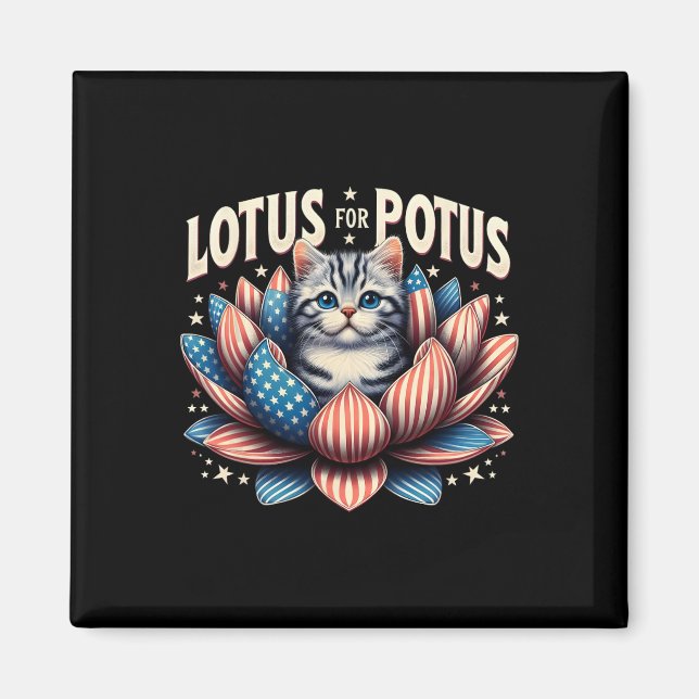 Imán Amantes del gato Kamala Harris de Lotus For Potus (Frente)