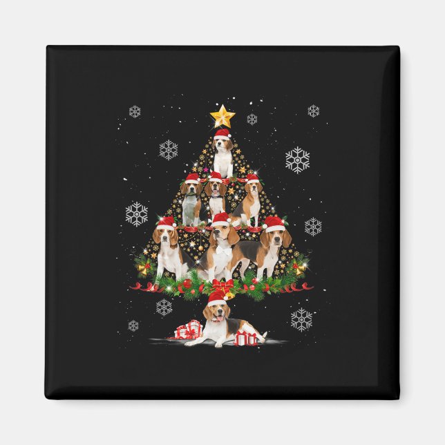 Imán Amantes del perro beagle cute gritan Navidad (Frente)